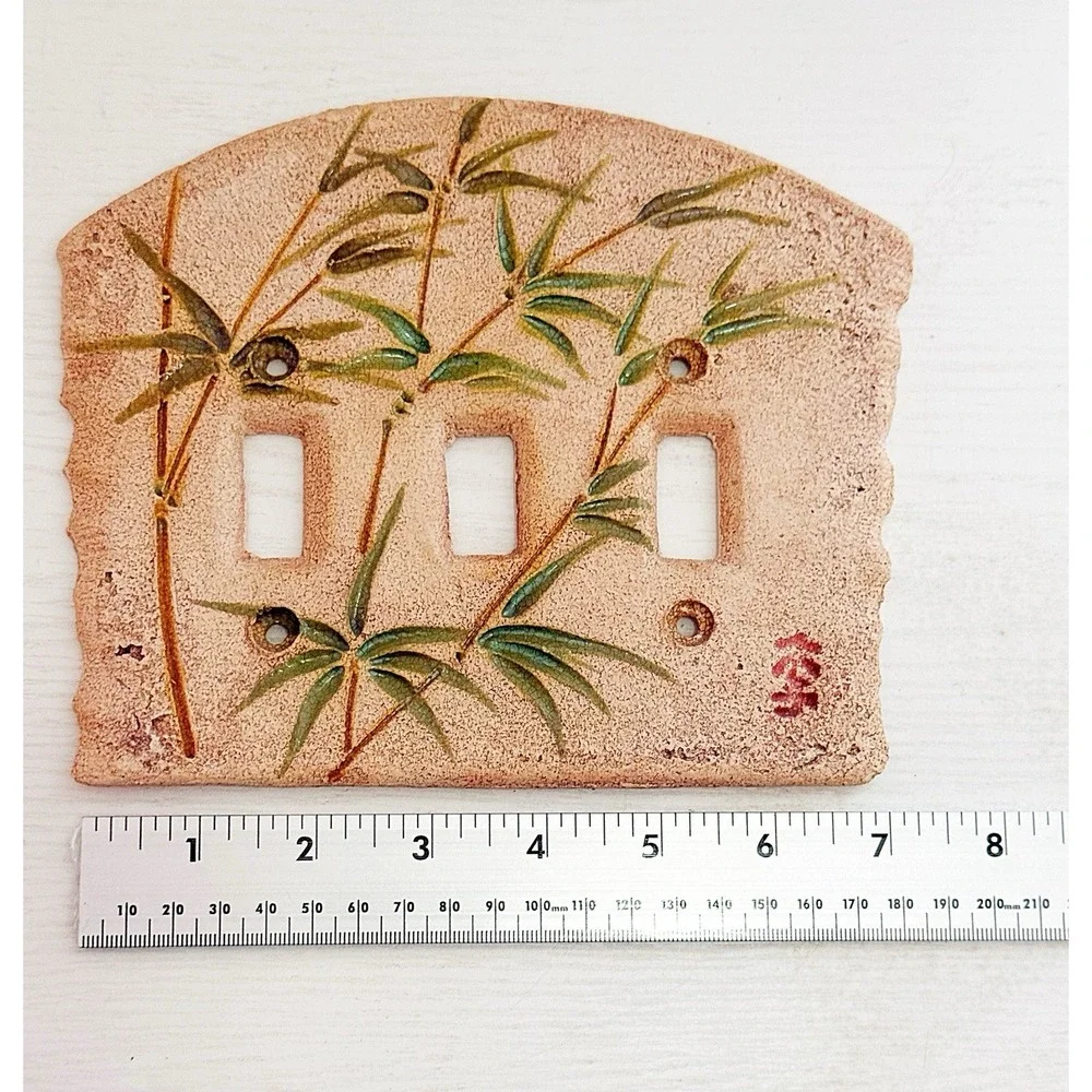 Vintage Ceramic Bamboo Light switch Covers. Set Of 2. 7